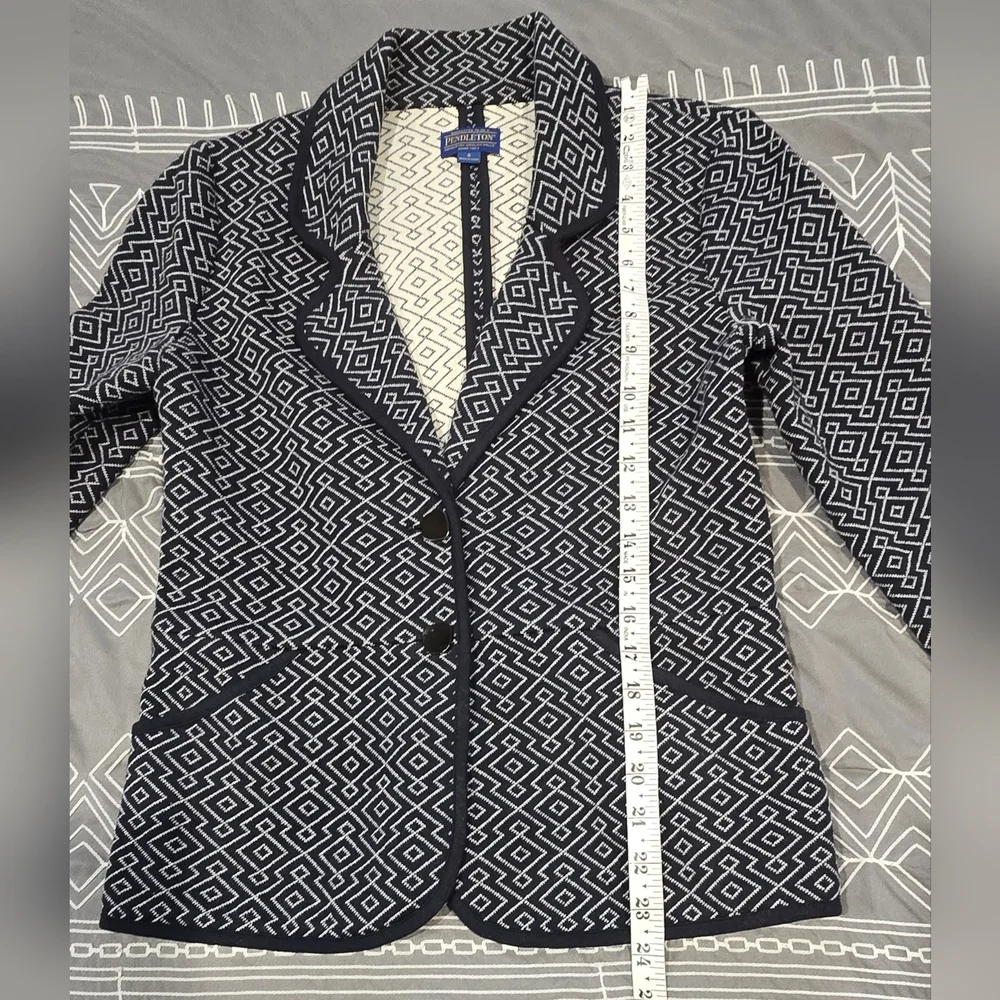 Pendleton Geometric Navy And White Blazer Size Small - Picture 5 of 7